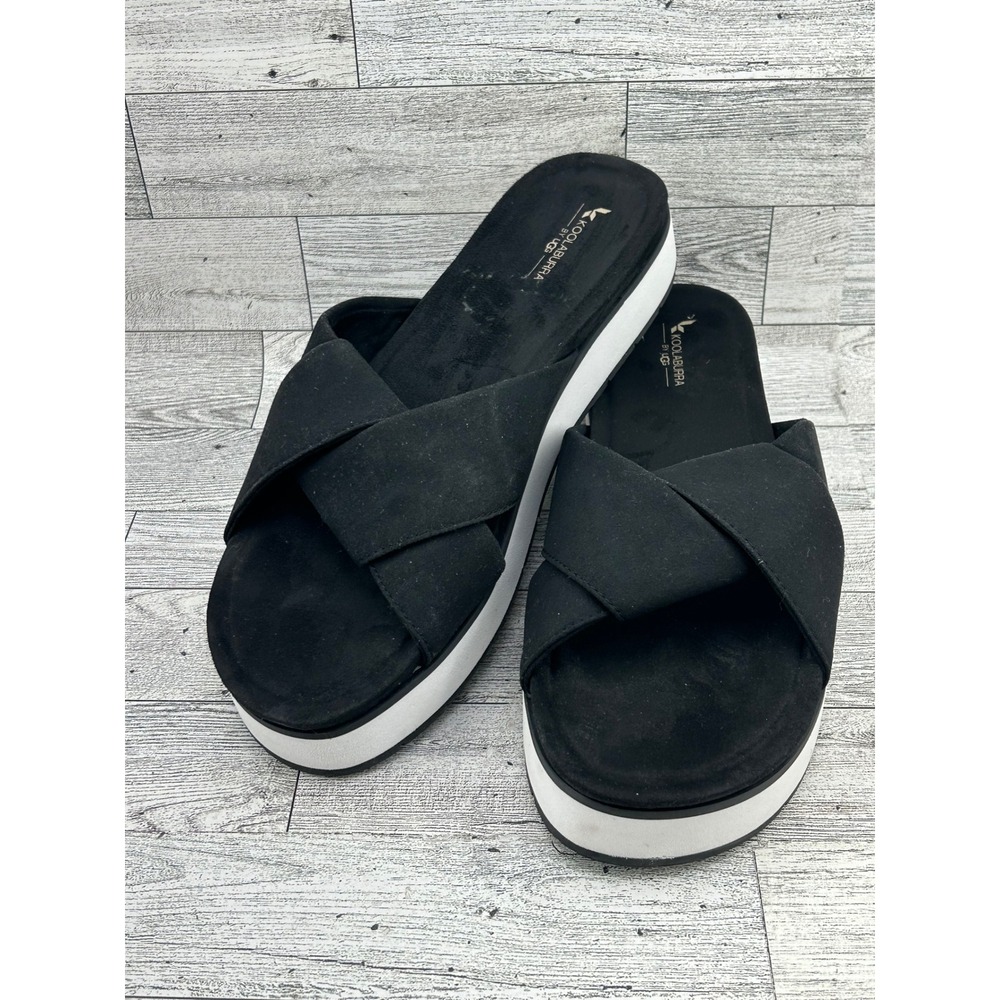Koolaburra by Ugg Black Platform Slide Sandals Women's Size 8.5